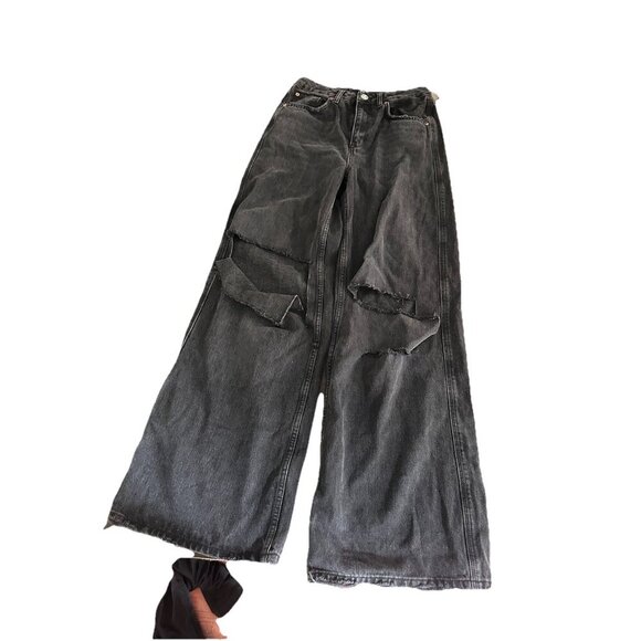 BDG Denim - BDG Puddle Distressed Jeans in Black Super high rise wide leg Size 28w/32L